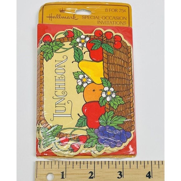 VTG 1970s 8pk HALLMARK Luncheon Party INVITATIONS Fruit Basket NIP NEW SEALED - Picture 3 of 4